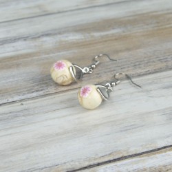Boucles d'oreilles, perles couleurs tendres, collection romance