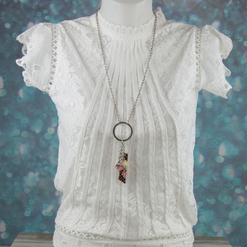 pendentif perles, pampille et ruban, collection Romance
