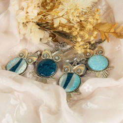 Les quatre pendentifs Reflets Bleus réunis