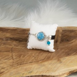 Bracelet modèle A, motifs à pois fond bleu