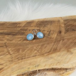 Modèle A - cabochon bleu, boucles d'oreilles dormeuses, collection Fjord