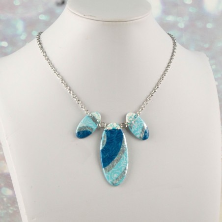 Collier court trio asymétrique – Collection Reflets de Bleu