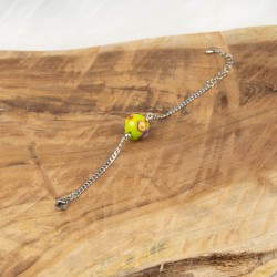 Détail de la perle, bracelet chaine gourmette acier inoxydable, collection Mexico