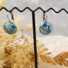 Boucles d'oreilles bleues, dormeuses motif millefiori