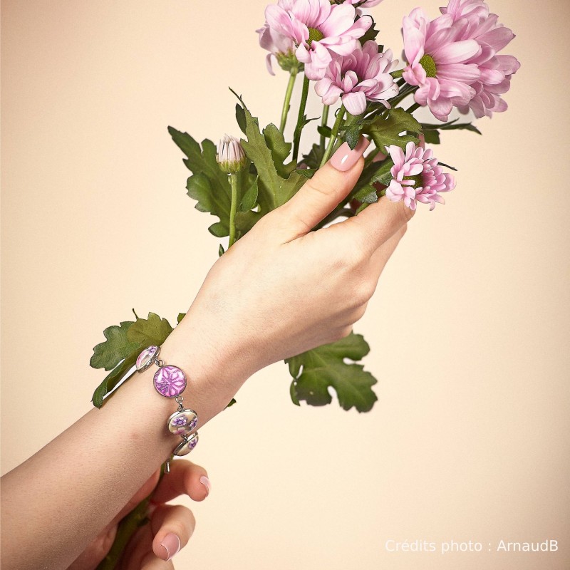 Bracelet 5 sertis Velours Mist – Cabochons uniques & création artisanale