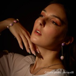 Bracelet 5 sertis Velours Mist – Cabochons uniques & création artisanale